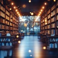 Literary ambiance Abstract blur of a public librarys tranquil space