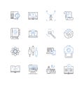 Literary analysis line icons collection. Symbolism, Metaphor, Imagery, Irony, Foreshadowing, Archetype, Allusion vector