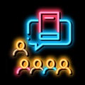 literary community neon glow icon illustration