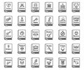 Literary genres book icons set, outline style