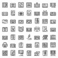 Literary genres icons set, outline style Royalty Free Stock Photo