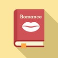 Literary romance book icon, flat style