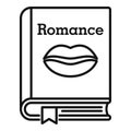Literary romance book icon, outline style
