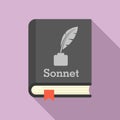 Literary sonnet book icon, flat style Royalty Free Stock Photo