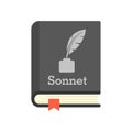 Literary sonnet book icon flat isolated vector Royalty Free Stock Photo