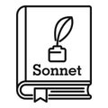 Literary sonnet book icon, outline style Royalty Free Stock Photo