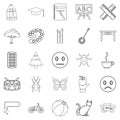 Literate icons set, outline style