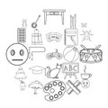 Literate icons set, outline style