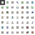 Literature books filled outline icons set