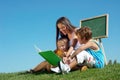 Literature lesson outdoor Royalty Free Stock Photo