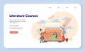 Literature school subject course web banner or landing page.