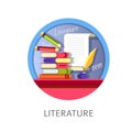 Literature subject studies themed concept logo Royalty Free Stock Photo