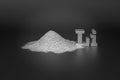 Lithium is an alkali metal used in batteries. A handful of silver-white Lithium metal powder and the chemical symbol Li