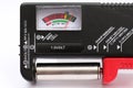 Lithium or alkaline battery cell analog tester Royalty Free Stock Photo