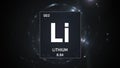Lithium as Element 3 of the Periodic Table 3D animation on silver background