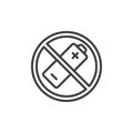 Lithium Batteries Forbidden line icon