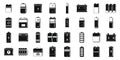 Lithium battery icons set simple vector. Alakaline recharge