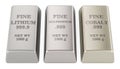 Lithium, cobalt, molybdenum bars, EV metals ingots. 3D rendering Royalty Free Stock Photo