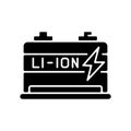 Lithium ion battery black glyph icon