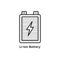Lithium ion battery icon vector illustration. Editable stroke Royalty Free Stock Photo