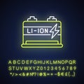 Lithium ion battery neon light icon