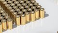Lithium-ion gold 4680 battery packs, High-capacity accumulator cell modules, tabless cell, mass production batteries high power, Royalty Free Stock Photo