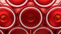 lithium-ion red Battery 4680, close up High-capacity accumulator cell modules, tables cell, production high power, Renewable Royalty Free Stock Photo