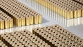 lithium-ion traction 4680 battery pack, High-capacity gold accumulator cell modules, tabless cell, mass production Electric Car Royalty Free Stock Photo
