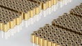 lithium-ion traction 4680 battery pack, High-capacity gold accumulator cell modules, tabless cell, mass production Electric Car Royalty Free Stock Photo