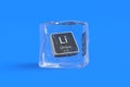 Lithium Li chemical element of periodic table in ice cube. Symbol of chemistry element Royalty Free Stock Photo