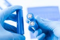 Lithium rechargeable batteries in scientist hands