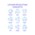 Lithium revolution blue gradient concept icons Royalty Free Stock Photo