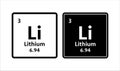 lithium symbol. Chemical element of the periodic table. Vector stock illustration.