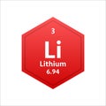 lithium symbol. Chemical element of the periodic table. Vector stock illustration. Royalty Free Stock Photo