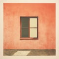 Lithograph Style Painting Window And Wall In Front Of Pink Wall