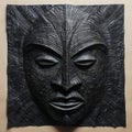 Ugandan Wooden Mask Lithography Art On Linen