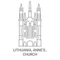 Lithuania, Anne's , Church travel landmark vector illustration