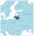 Lithuania - blue map with neighboring countries and names Royalty Free Stock Photo