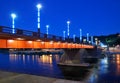 Lithuania. City of Kaunas. Illuminated bridge