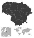 Lithuania - detailed country outline and location on world map.
