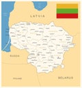 Lithuania - detailed map with administrative divisions and country flag