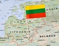 Lithuania flag pin on map