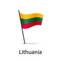 Lithuania flag on pole, infographic element on white