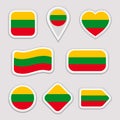 Lithuania flag stickers set. Lithuanian national symbols badges. Isolated geometric icons.Vector official flags