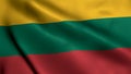 Lithuania Flag. Waving Fabric Satin Texture Flag of Lithuania 3D illustration.