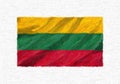 Lithuania hand painted waving national flag.
