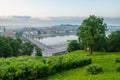 Lithuania. Kaunas Old Town in the fog Royalty Free Stock Photo