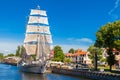 LITHUANIA, KLAIPEDA - JULY 20, 2016: Restaurant on sailing boat