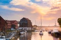 Klaipeda at night. Old Town and Dane river. Lithuania Royalty Free Stock Photo