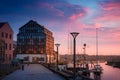 Klaipeda at night. Old Town and Dane river. Lithuania